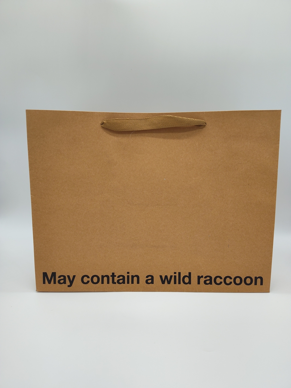 MILK TOAST “May Contain a Wild Raccoon” Large Funny Gift Bag Kraft Paper